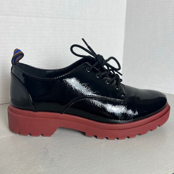 Mix No 6 Patent Platform Oxfords Size 7 Chunky Grunge Preppy Retro 90s Style - Picture 2 of 14
